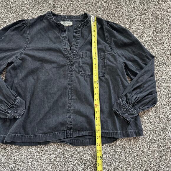 Madewell charcoal gray long sleeve half-button top size M - Picture 8 of 10